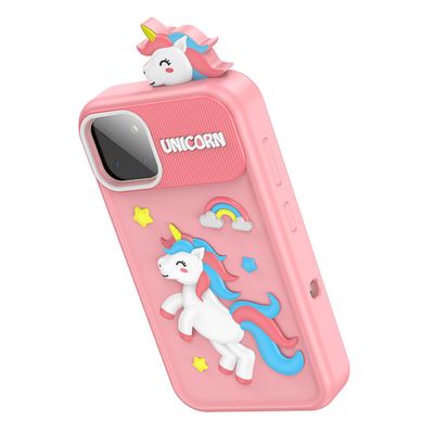 Telefon pentru copii Hoco Y103, 2.8 inch, 22 jocuri, 145x70x21mm - Roz - NotebookGsm