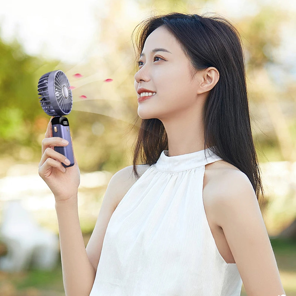 Techsuit Handheld Fan (N15), Foldable Design, Digital Display, Ultra Silent, 1800mAh, Mov