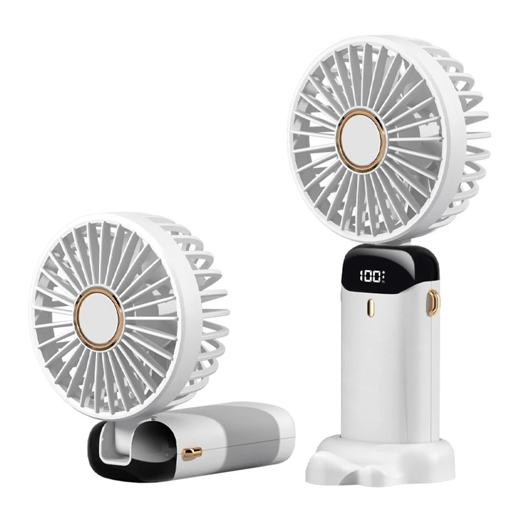 Techsuit Handheld Fan (N15), Foldable Design, Digital Display, Ultra Silent, 1800mAh, Alb