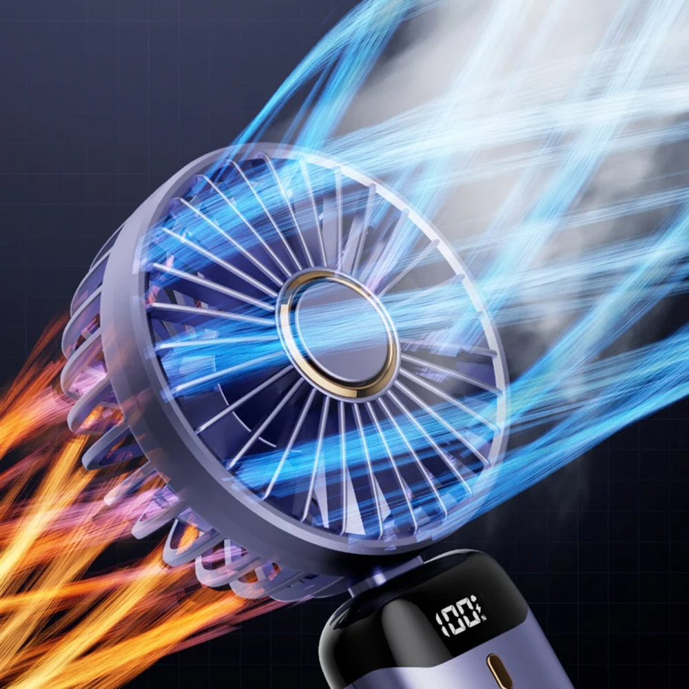 Techsuit Handheld Fan (N15), Foldable Design, Digital Display, Ultra Silent, 1800mAh, Alb