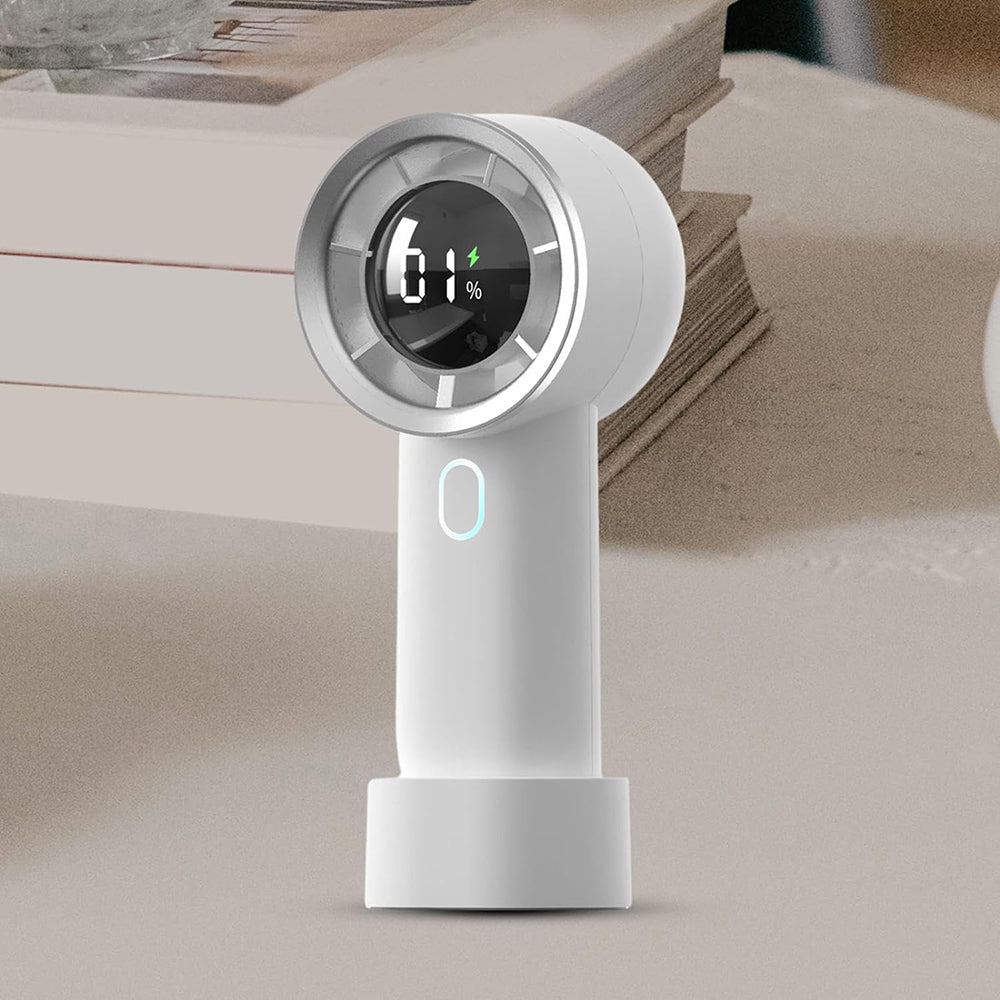 Techsuit Handheld Fan (HX130), Digital Display, Ultra Silent, 1200mAh, Alb