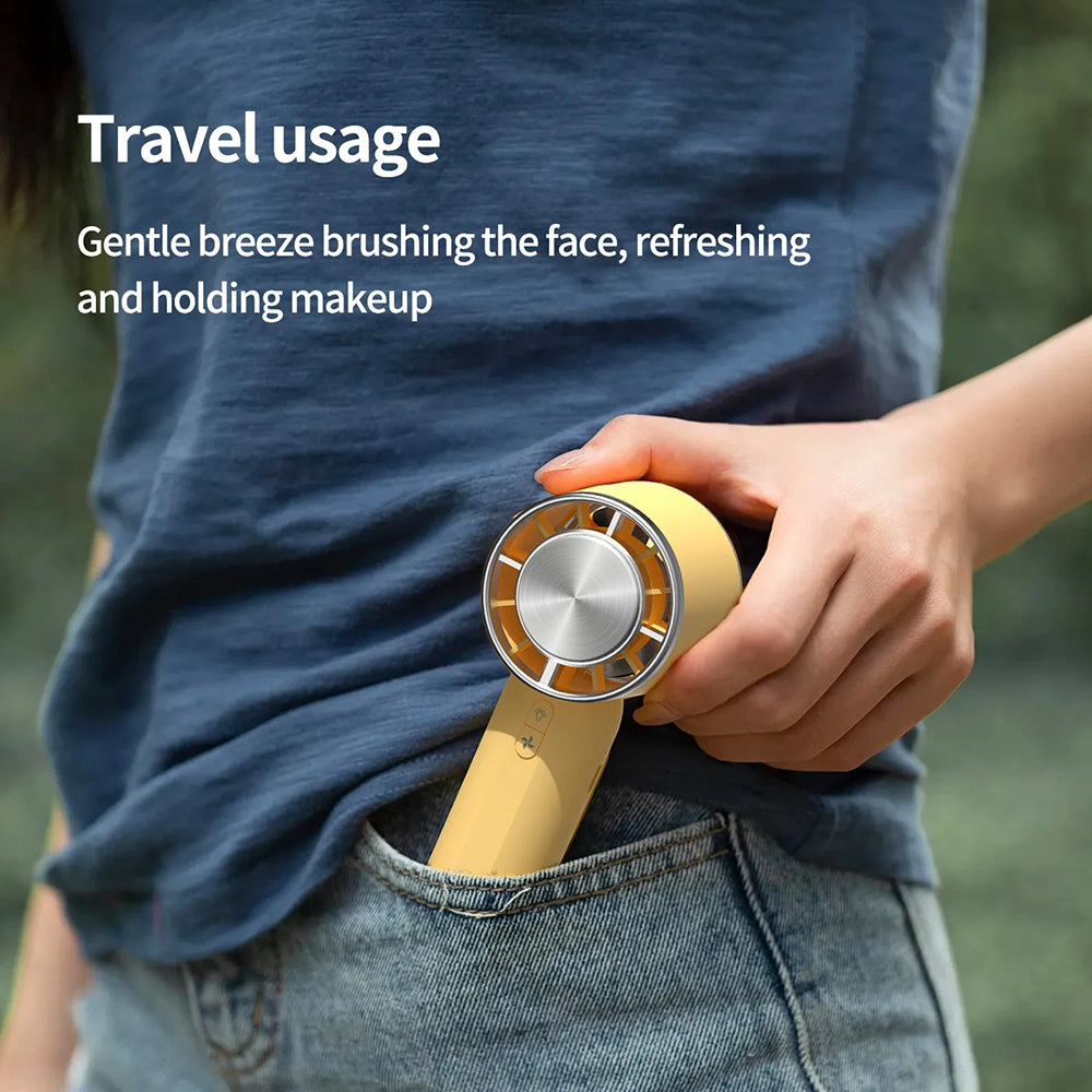 Techsuit Handheld Fan (HX138), Portable, Rechargeable, Three Speeds, with Flashlight, 1200mAh, Galben