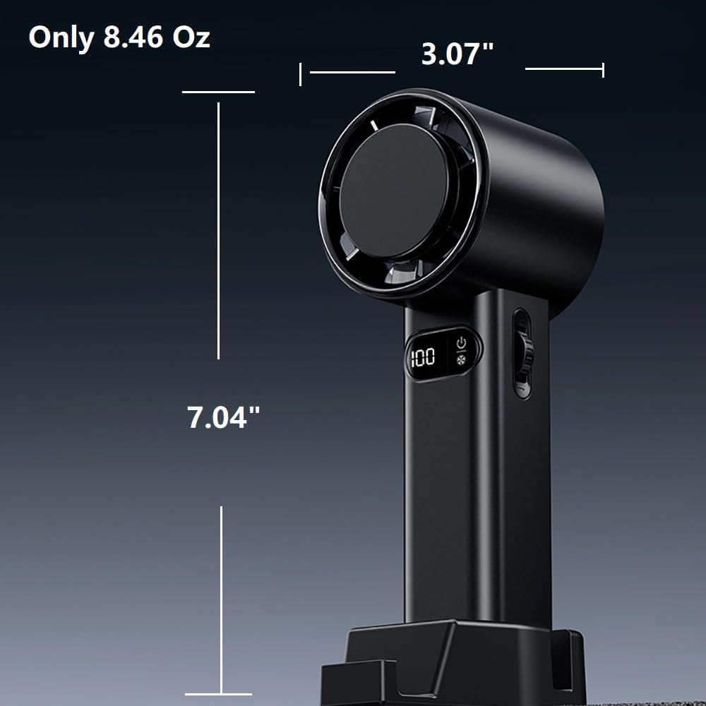 Techsuit Premium Handheld Fan (F83), Portable, Adjustable, Rechargeable, 4800mAh, Negru