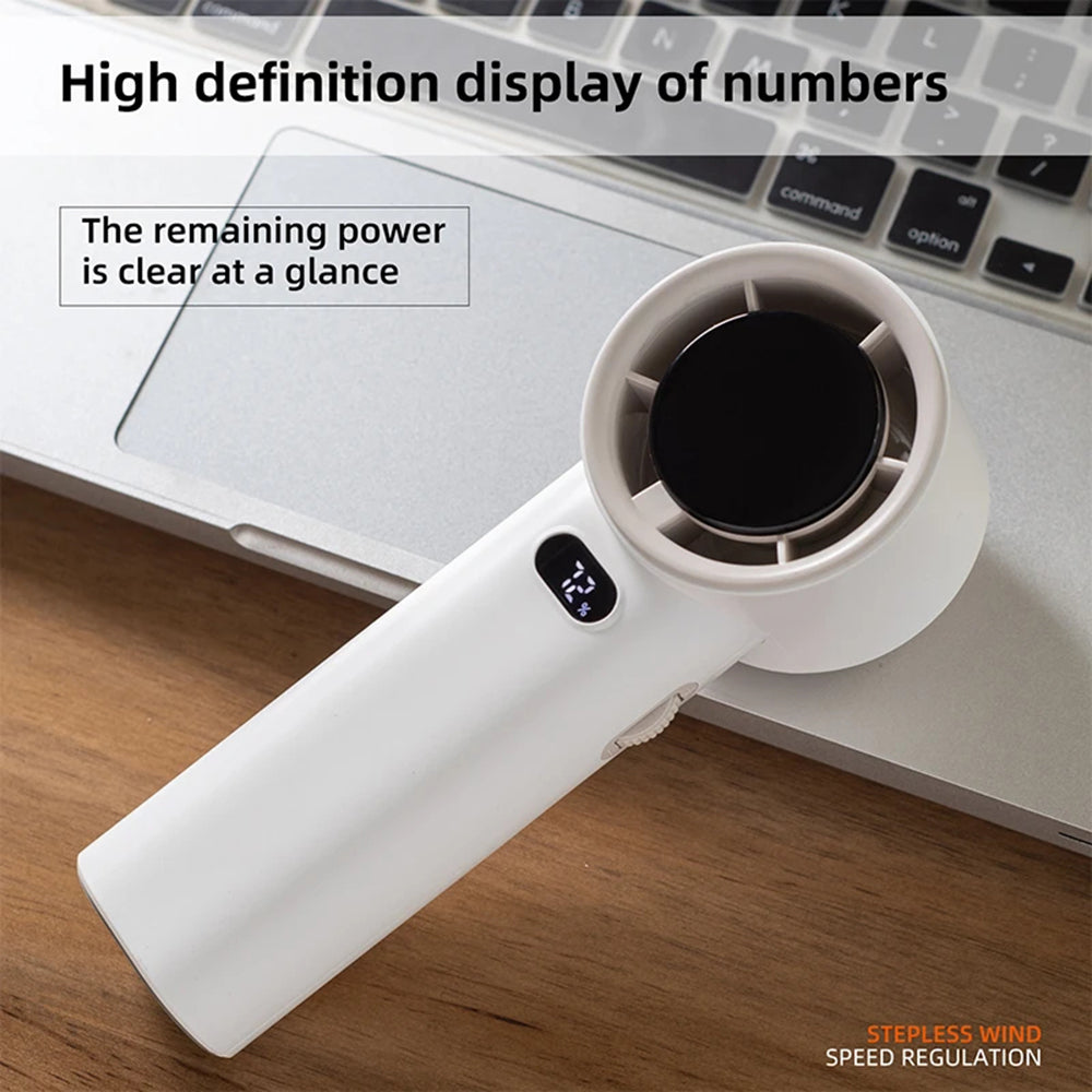 Techsuit Premium Handheld Fan (K38), Portable, Adjustable, Rechargeable, Digital Display, 4000mAh, Negru