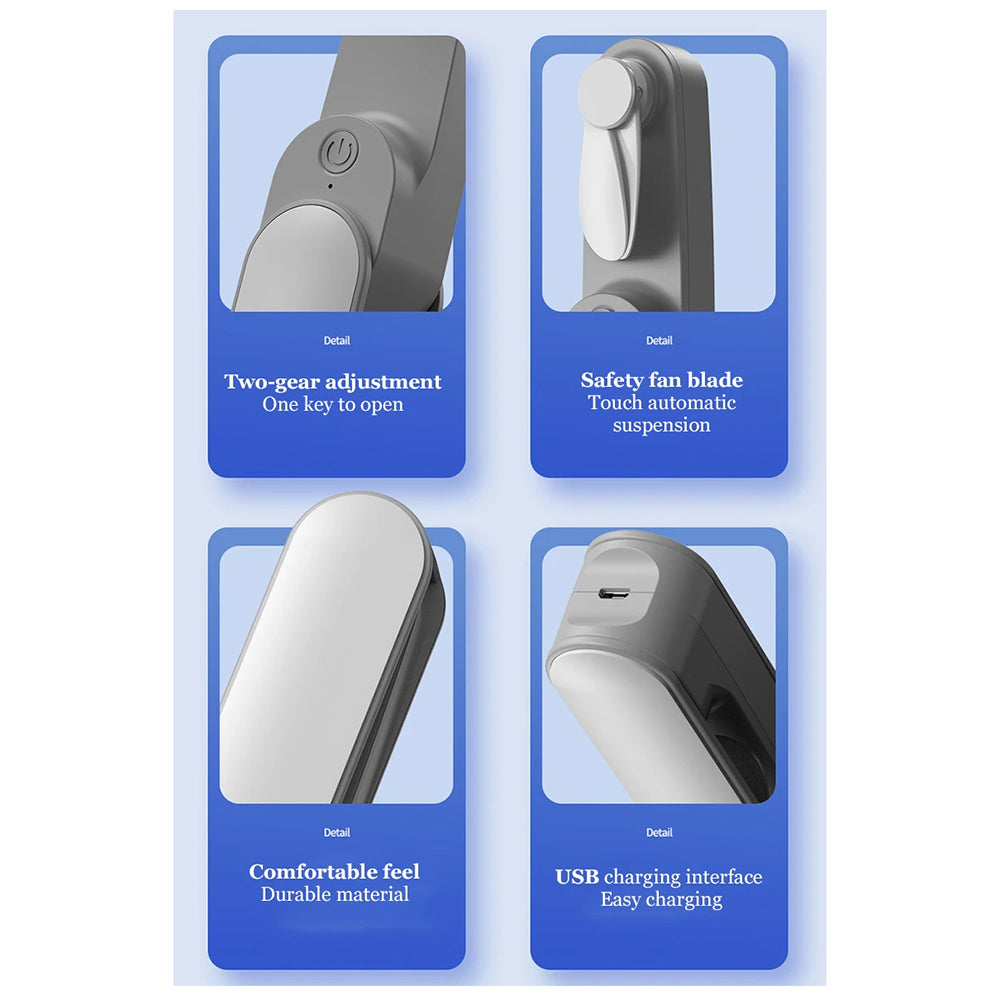 Techsuit Handheld Fan (TF1), Portable, for Pocket, Adjustable, Rechargeable, Silent, 1200mAh, Roz