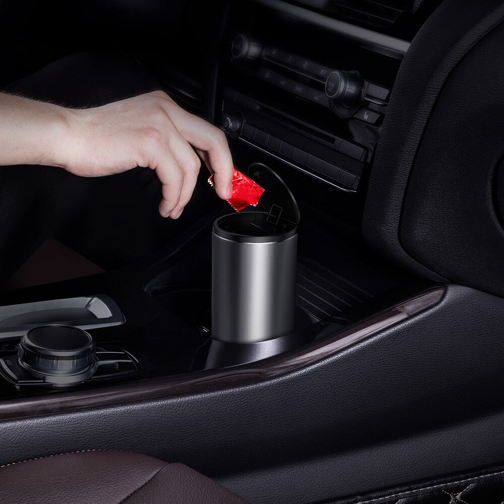 Gadget Baseus Trash Can Gentleman Style (CRLJT-0G), with 30 Garbage Bags, Aluminum Alloy, ABS, 500ml, Gri Inchis