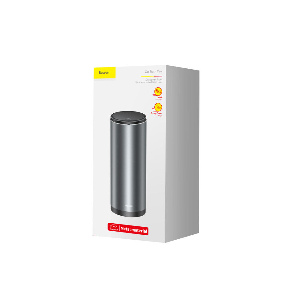 Gadget Baseus Trash Can Gentleman Style (CRLJT-0G), with 30 Garbage Bags, Aluminum Alloy, ABS, 500ml, Gri Inchis