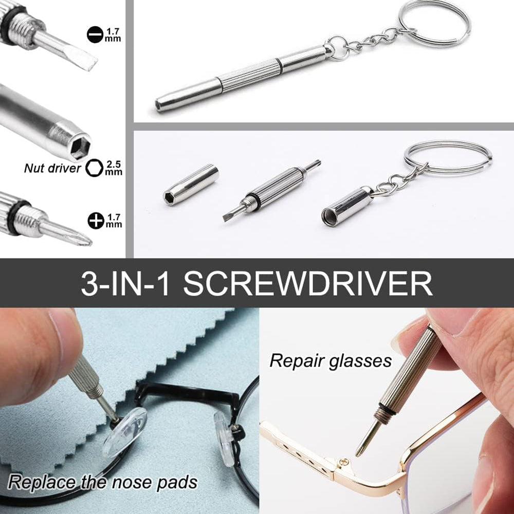 Techsuit Glasses Screwdriver with 4 Pairs of Silicone Nose Pads (ST1), from Metal, 6 x 0.5cm, Argintiu