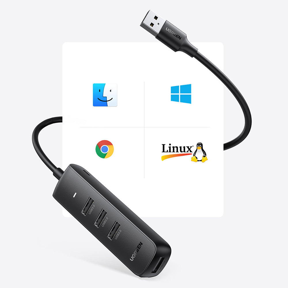 Hub/Dock Ugreen Connection Hub CM416 (80657), USB 3.0 to 4x USB-A, Type-C 5Gbps, 1m, Negru