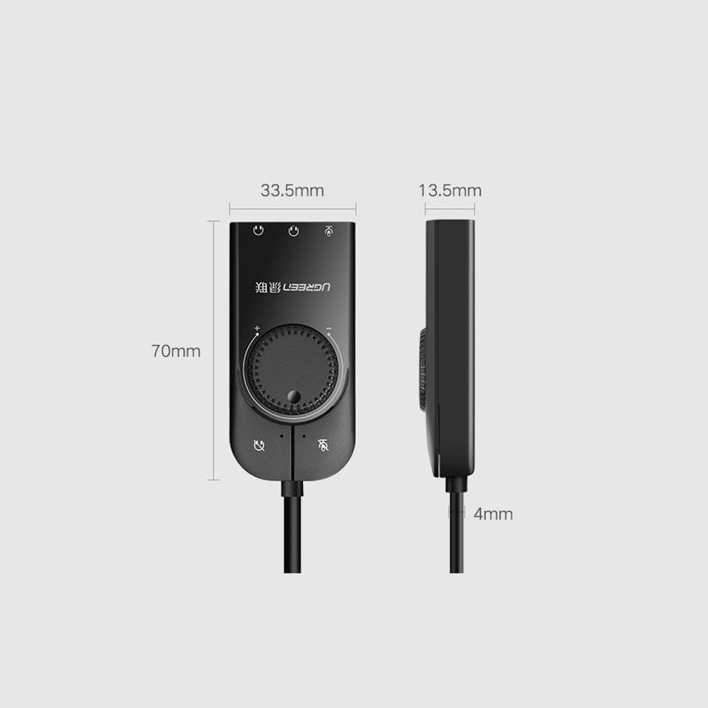 Adaptor Ugreen OTG Audio Adapter CM129 (40964), USB2.0 to Jack Headphone, Jack Mono Microphone, 4-pin Combo Mic, 0.15m, Negru