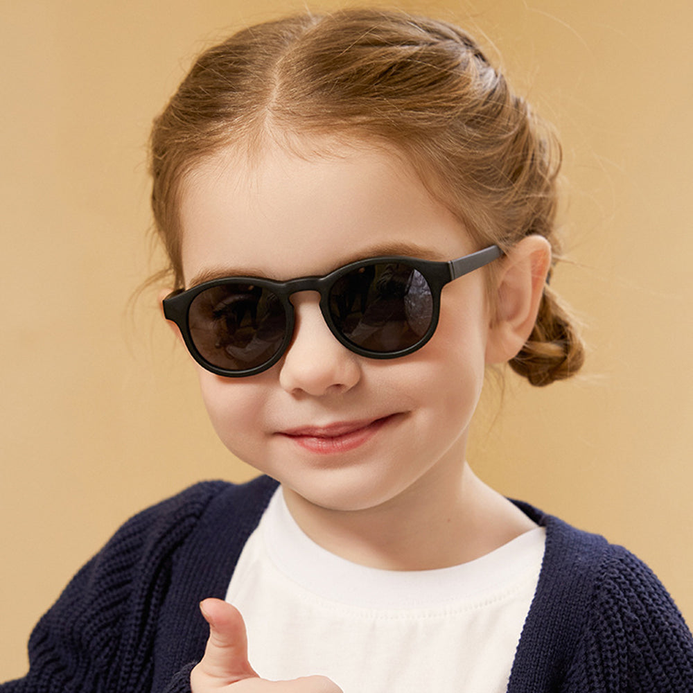 Techsuit Sunglasses Polarised (8308-C14), for Babies, Round Shape, with Strap, Negru / Red