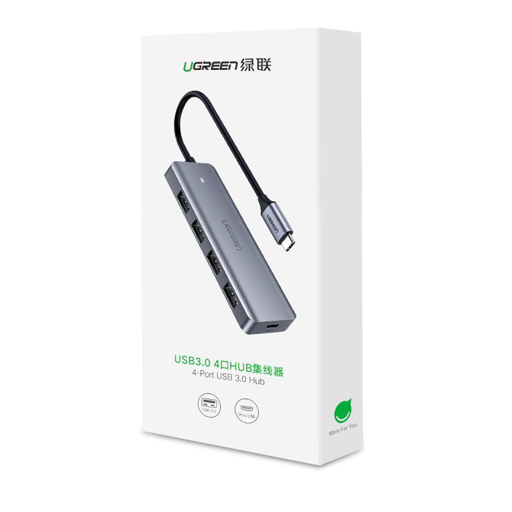 Hub/Dock Ugreen Docking Station CM219 (70336), Type-C to 4xUSB-A 3.0, Micro-USB Power Port, 5Gbps, Gri