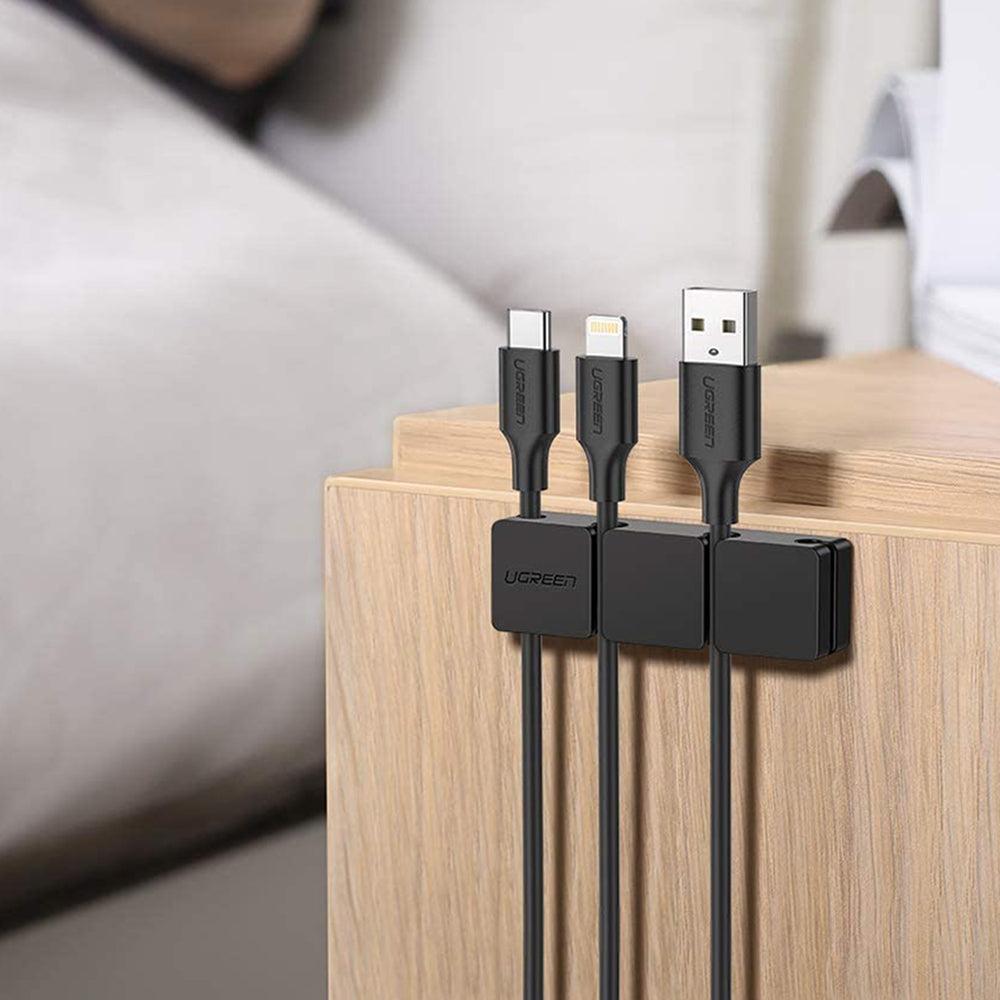Cablu Ugreen Organizer 3+1 LP208 (70585), Main and Single, 4 Holder Clips, Negru