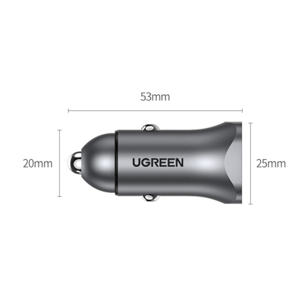 Incarcator Ugreen Car CD130 (30780), 2x USB-A, 24W, 4.8A, Gri Spatial