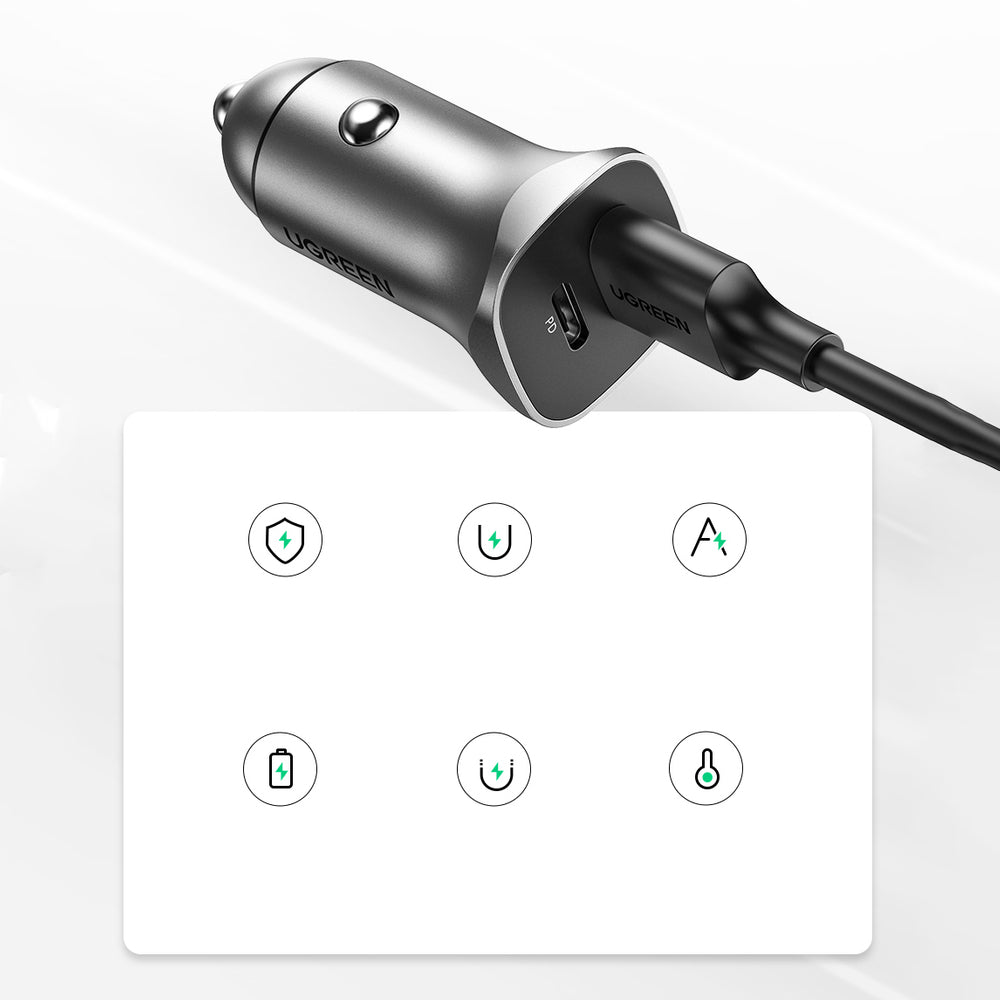 Incarcator Ugreen Car CD130 (30780), 2x USB-A, 24W, 4.8A, Gri Spatial
