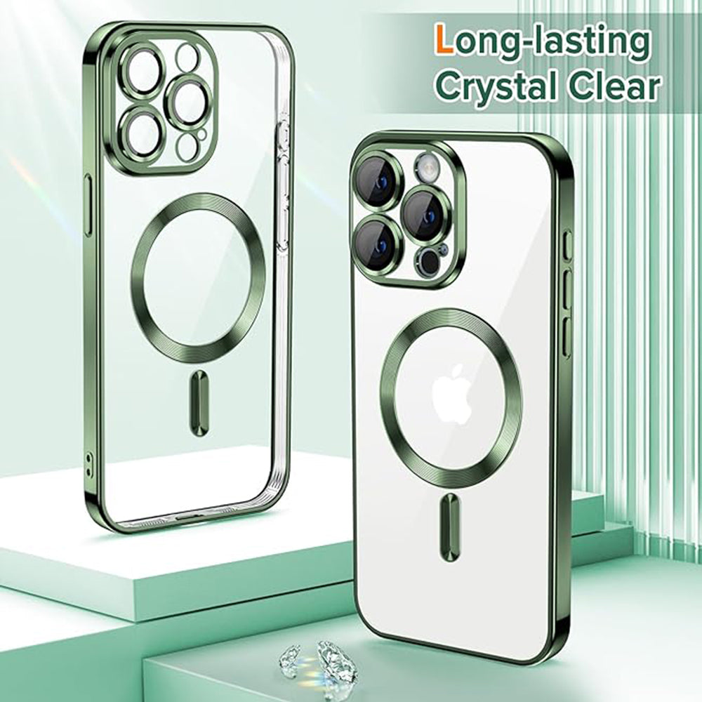 Husa de protectie Techsuit Luxury Crystal MagSafe compatibil cu iPhone 15 Pro, Deep Green