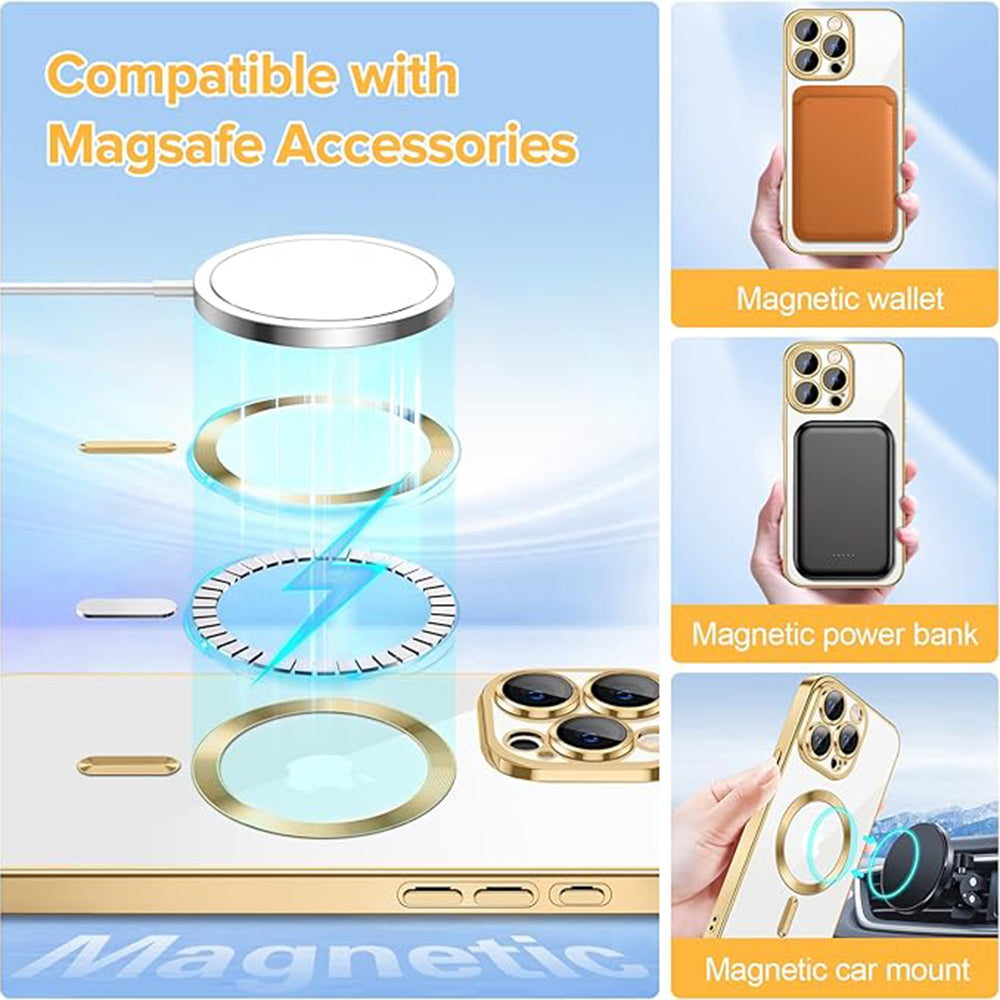 Husa de protectie Techsuit Luxury Crystal MagSafe compatibil cu iPhone 15 Pro, Auriu
