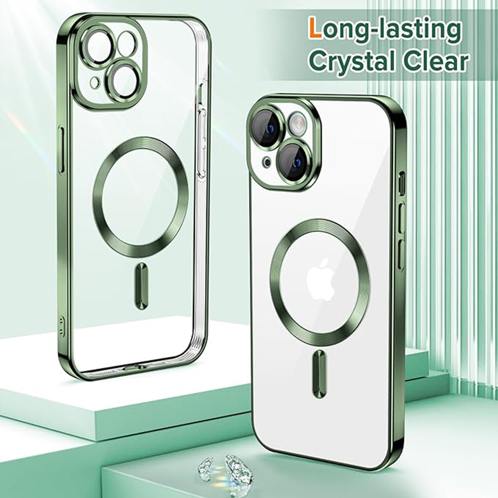 Husa de protectie Techsuit Luxury Crystal MagSafe compatibil cu iPhone 15, Deep Green