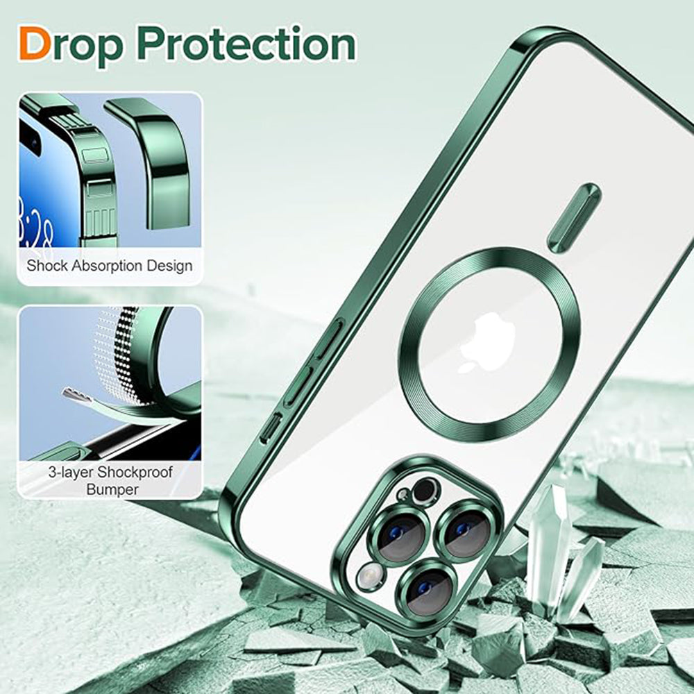 Husa de protectie Techsuit Luxury Crystal MagSafe compatibil cu iPhone 14 Pro, Deep Green