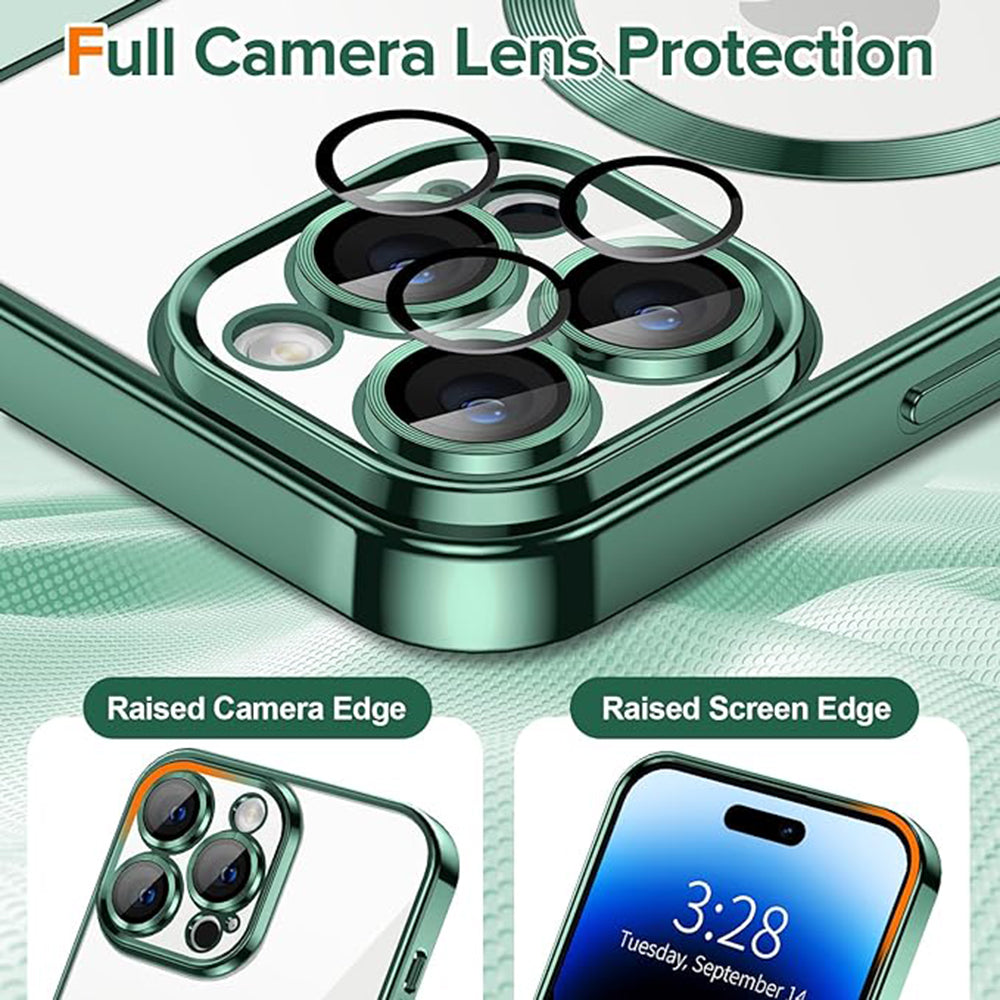 Husa de protectie Techsuit Luxury Crystal MagSafe compatibil cu iPhone 14 Pro, Deep Green