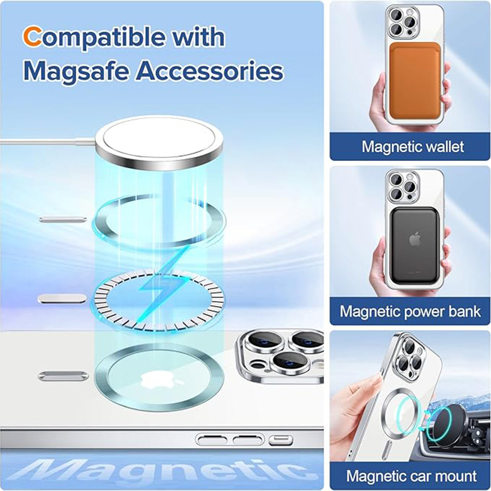 Husa de protectie Techsuit Luxury Crystal MagSafe compatibil cu iPhone 14 Pro, Argintiu