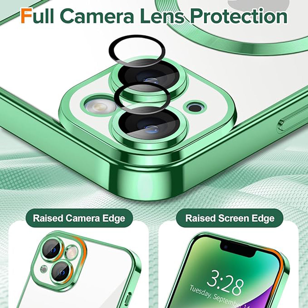 Husa de protectie Techsuit Luxury Crystal MagSafe compatibil cu iPhone 14, Verde deschis