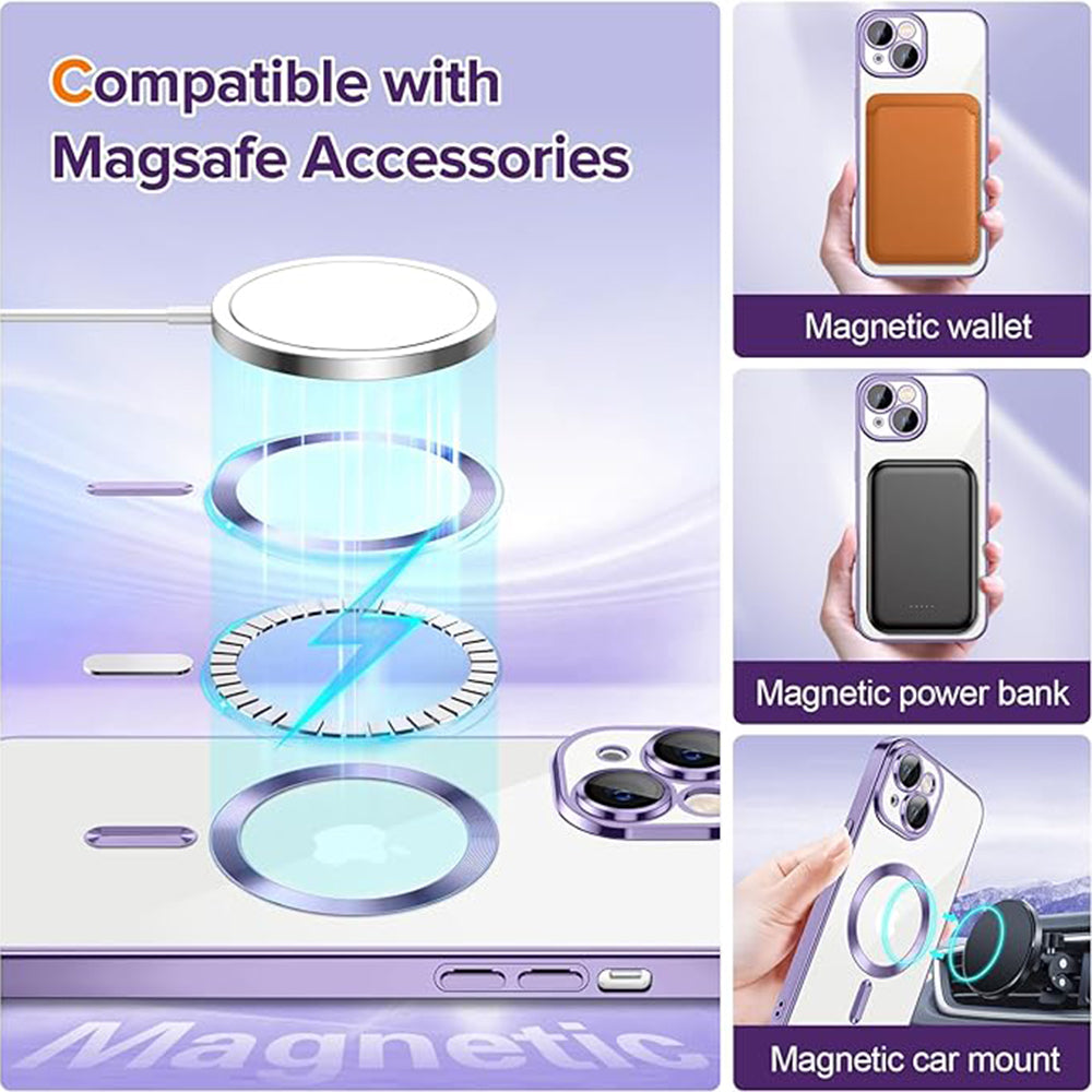 Husa de protectie Techsuit Luxury Crystal MagSafe compatibil cu iPhone 14, Mov