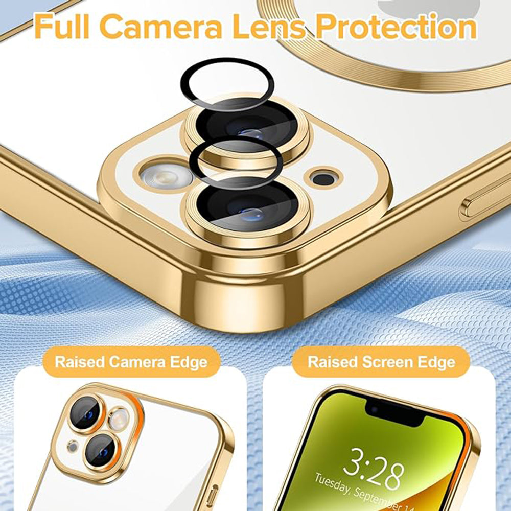 Husa de protectie Techsuit Luxury Crystal MagSafe compatibil cu iPhone 14, Auriu