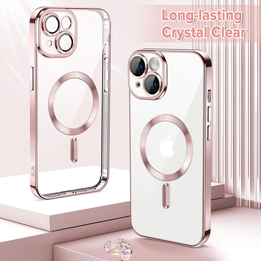 Husa de protectie Techsuit Luxury Crystal MagSafe compatibil cu iPhone 14, Roz