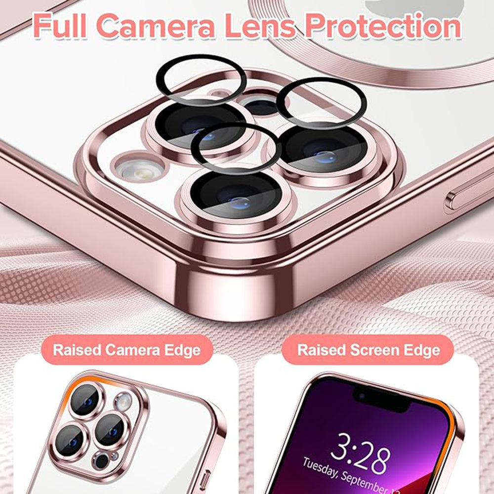 Husa de protectie Techsuit Luxury Crystal MagSafe compatibil cu iPhone 13 Pro Max, Roz
