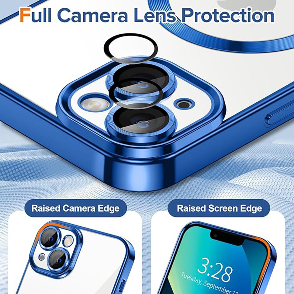 Husa de protectie Techsuit Luxury Crystal MagSafe compatibil cu iPhone 13, Albastru Inchis