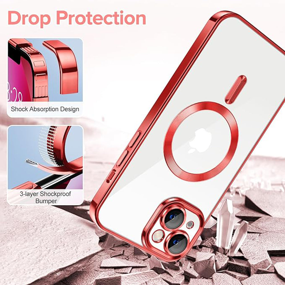 Husa de protectie Techsuit Luxury Crystal MagSafe compatibil cu iPhone 13, Rosu
