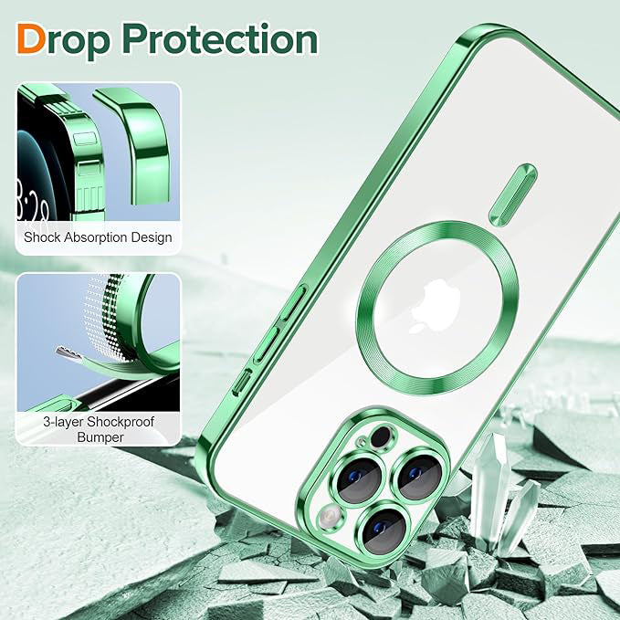 Husa de protectie Techsuit Luxury Crystal MagSafe compatibil cu iPhone 12 Pro, Verde Deschis