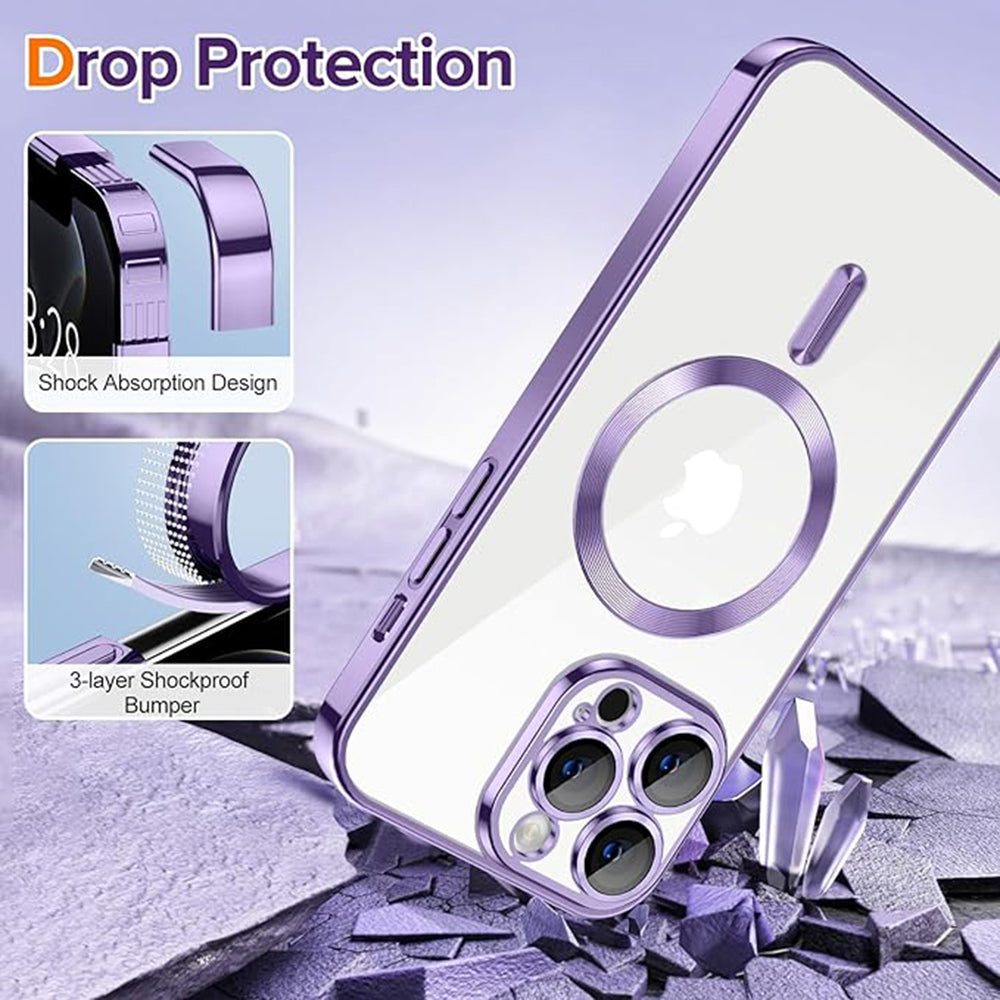 Husa de protectie Techsuit Luxury Crystal MagSafe compatibil cu iPhone 12 Pro, Mov Deschis