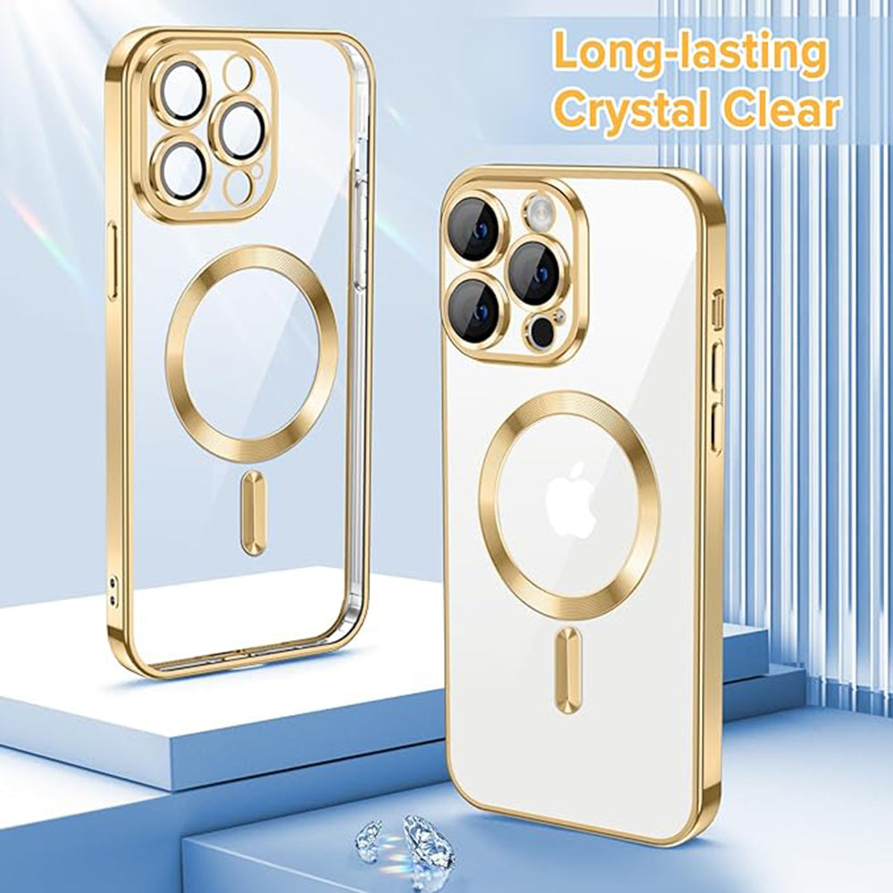 Husa de protectie Techsuit Luxury Crystal MagSafe compatibil cu iPhone 12 Pro, Auriu