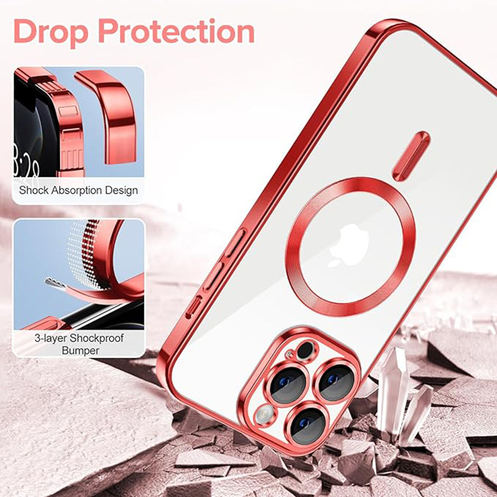 Husa de protectie Techsuit Luxury Crystal MagSafe compatibil cu iPhone 12 Pro, Rosu