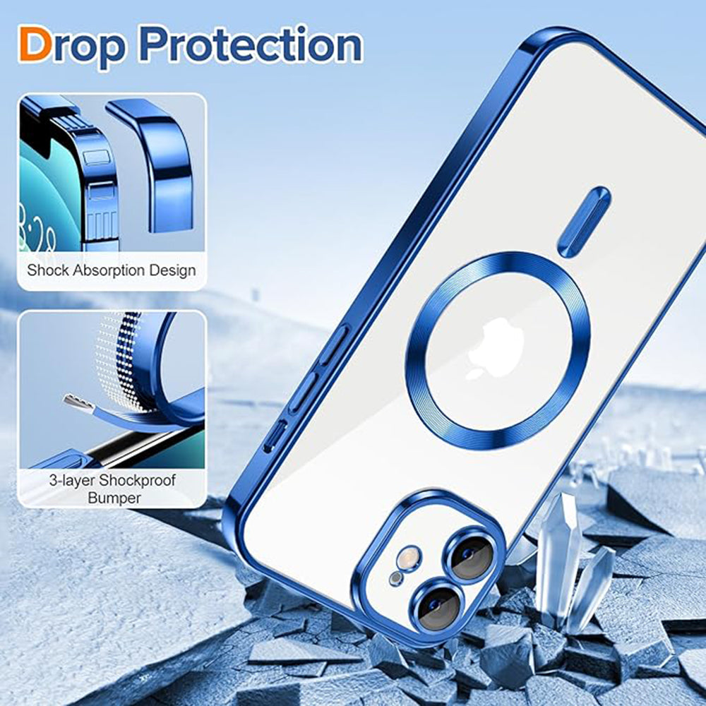 Husa de protectie Techsuit Luxury Crystal MagSafe compatibil cu iPhone 12, Albastru Inchis