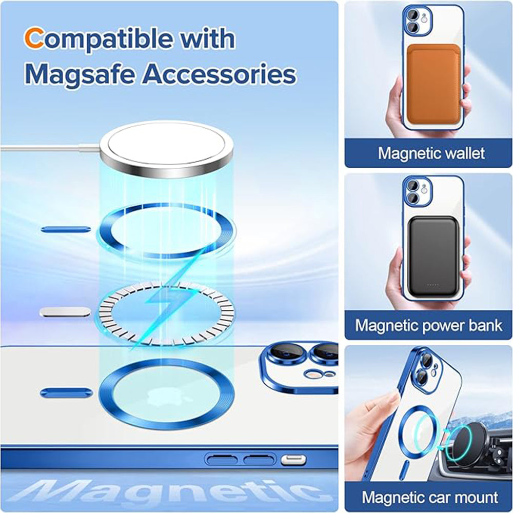 Husa de protectie Techsuit Luxury Crystal MagSafe compatibil cu iPhone 12, Albastru Inchis