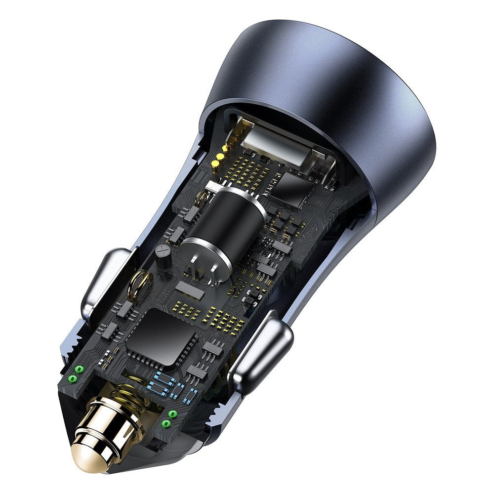 Incarcator Baseus Car Golden Pro (TZCCJD-B0G), USB-A, USB-C, 40W with Cable Type-C to Lightning, Gri Inchis