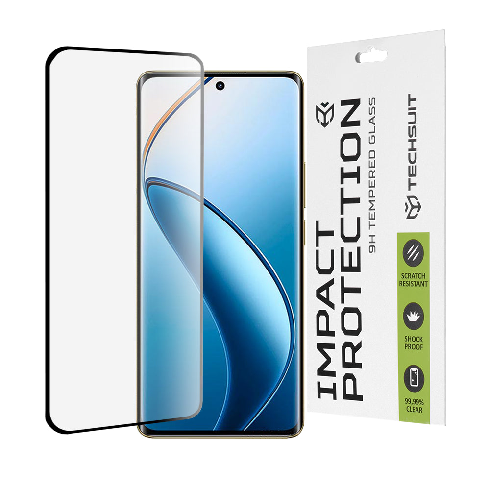 Folie de protectie Techsuit 111D Full Cover / Full Glue Glass / 3D Curved Screen compatibil cu Realme 12 Pro / 12 Pro+, Negru