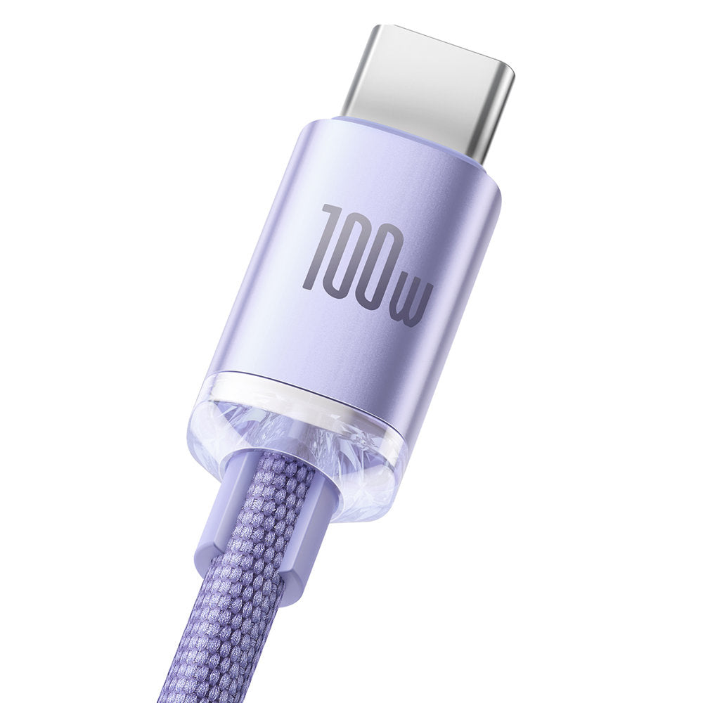 Cablu Baseus Crystal Shine (CAJY000405), USB to Type-C, 100W, 1.2m, Super Fast Charging, Nylon Braided, Mov