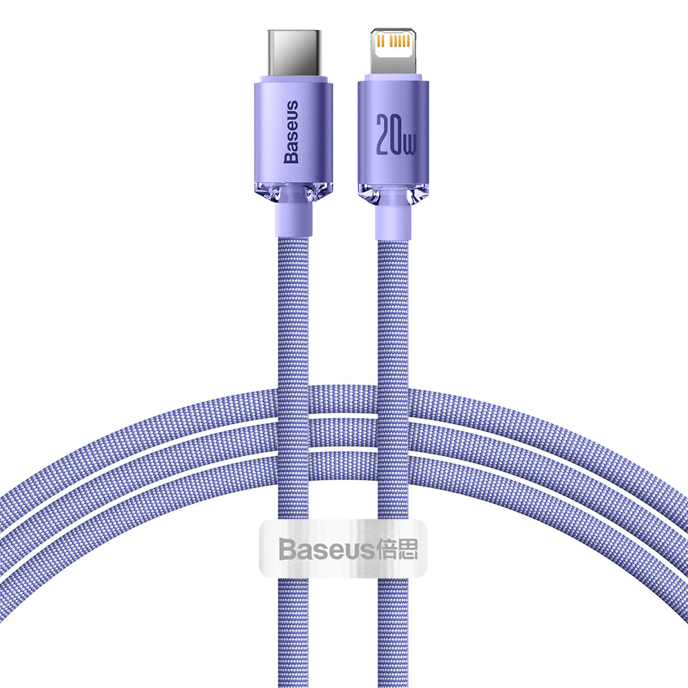 Cablu Baseus Crystal Shine (CAJY000305), Type-C to Lightning, 20W, 2m, Nylon Braided, Mov