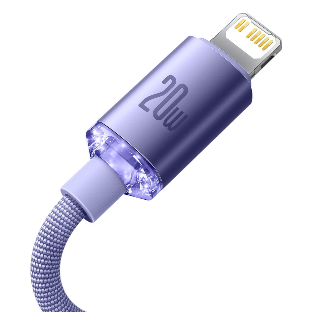 Cablu Baseus Crystal Shine (CAJY000305), Type-C to Lightning, 20W, 2m, Nylon Braided, Mov