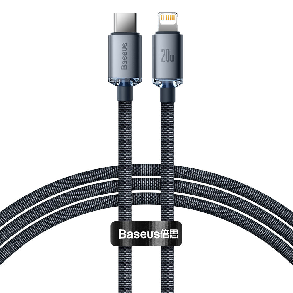 Cablu Baseus Crystal Shine (CAJY000201), Type-C la Lightning, 20W, 1.2m, Negru