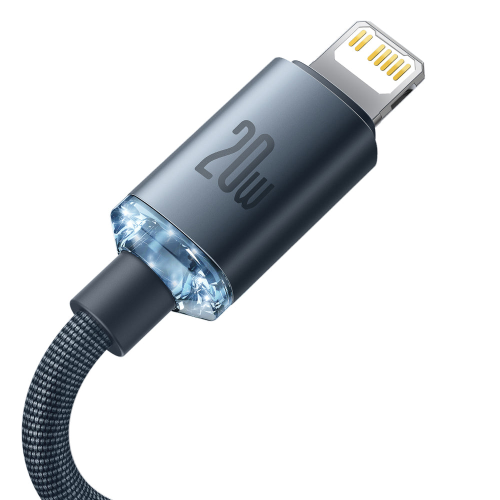 Cablu Baseus Crystal Shine (CAJY000201), Type-C la Lightning, 20W, 1.2m, Negru