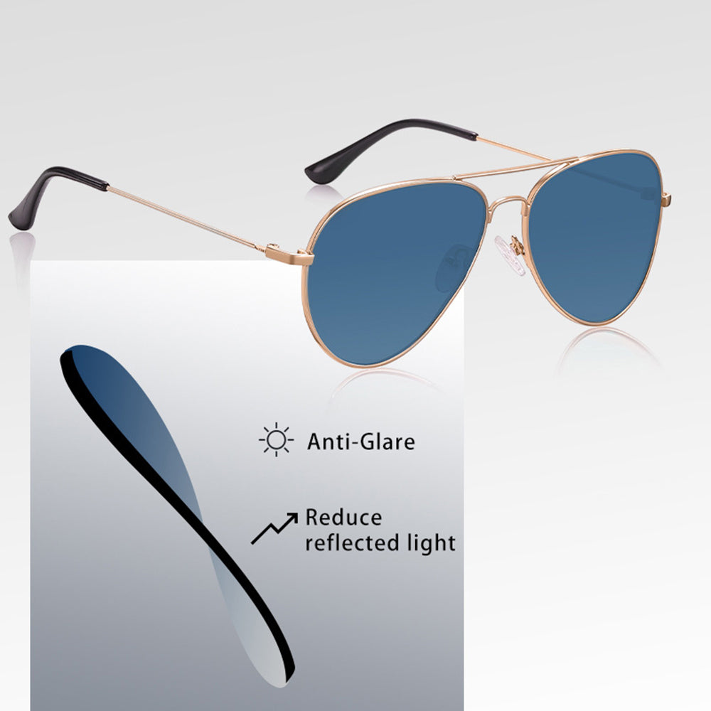 Techsuit Sunglasses (3025), for Women and Men, with UV Protection and Metal Frame, Roz Auriu / Harbor Blue