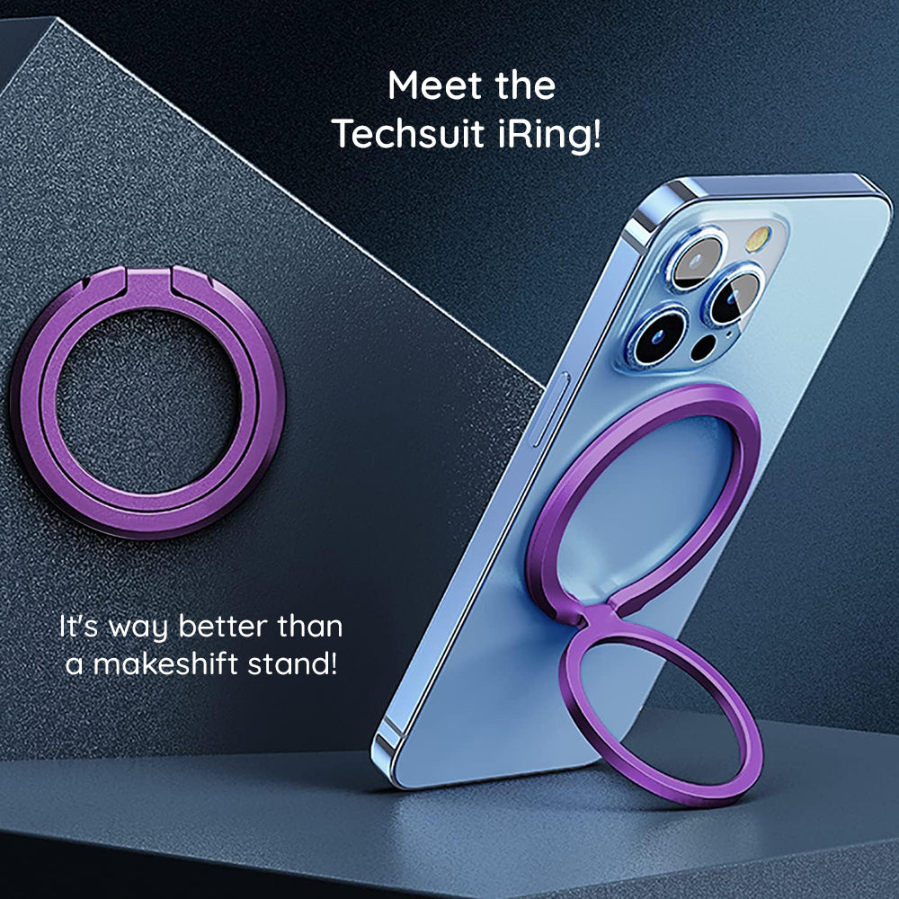 Suport Techsuit MagSafe Phone Ring (MPR3), Round Shape, Aluminium Alloy, 3M, Albastru