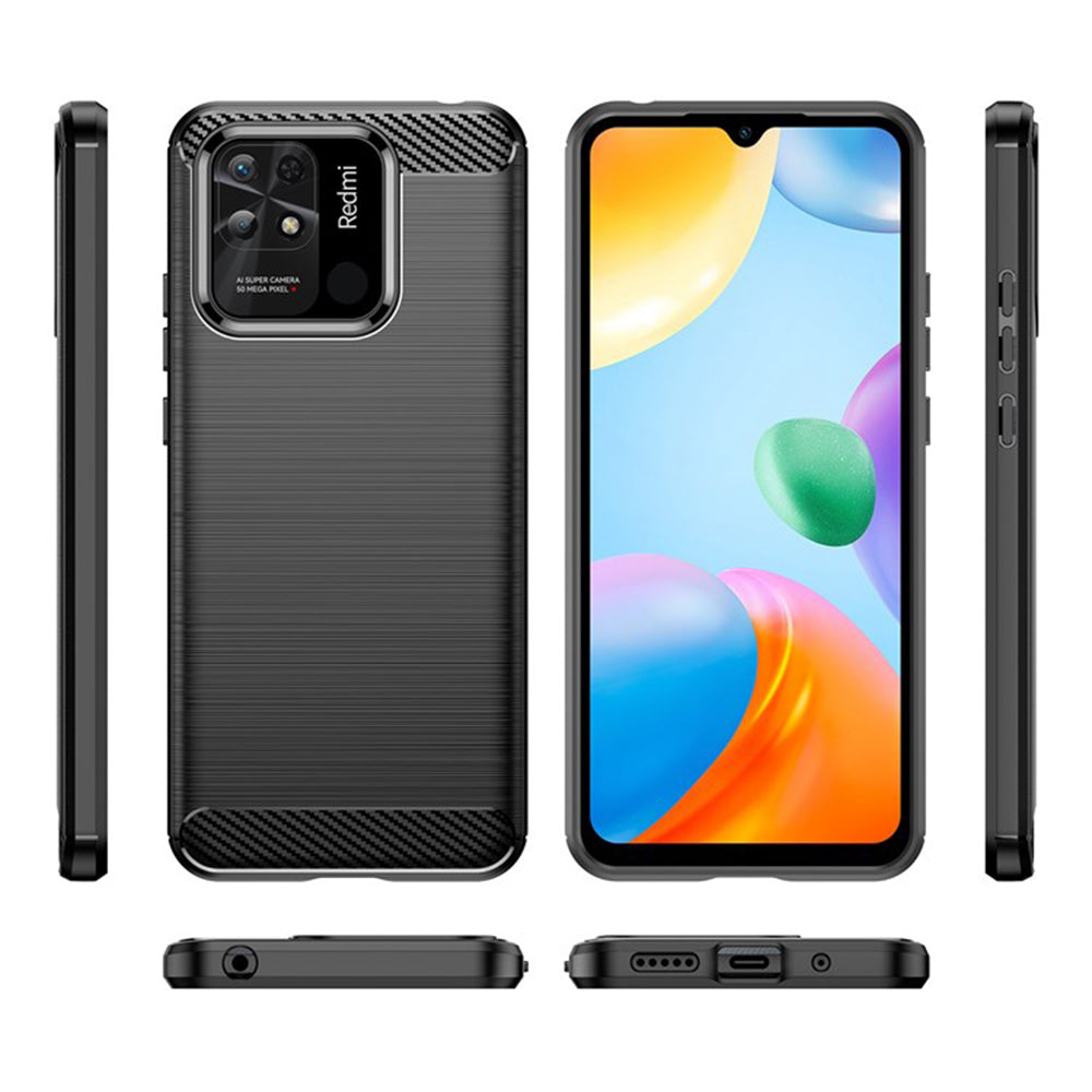 Husa de protectie Techsuit Carbon Silicone compatibil cu Xiaomi Redmi 10C, Negru