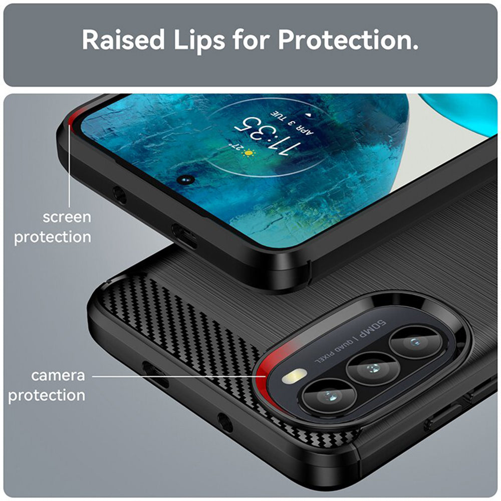 Husa de protectie Techsuit Carbon Silicone compatibil cu Motorola Moto G52 4G / Moto G82 5G, Negru