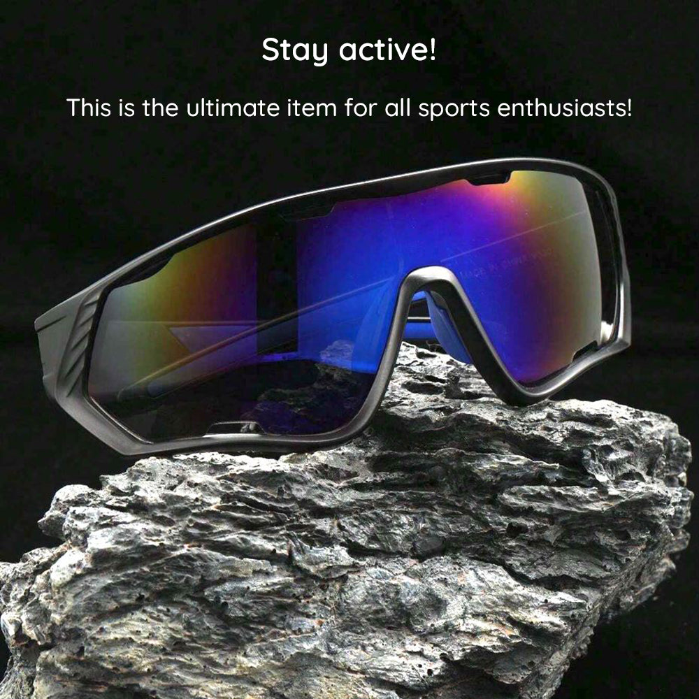 Techsuit Bike Glasses (9330), for Cycling, Sport Outdoor Activities, PC Frame and Lens, Unisex, Negru / Red / Orange